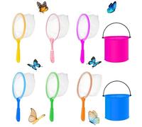 Fishing Nets for Kids,Fishing Net,8 Pcs Kids Fishing Nets with Foldable Buckets for Outdoor Activities Beach Exploration and Early Learning Holiday Essentials for 14+ Years Old
