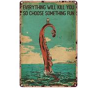 Fishing On Octopus Feet Jigsaw Puzzles 300 Pieces for Adults -Everything Will Kill You So Choose Something Fun Wooden Puzzles for Adults and Family Home Decoration Family Entertainment Leisure