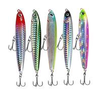 Fishing Pencil Lure | Hard Swimmer Lure in 5 Colours - Long Range Hooks for Bass Lake River Saltwater Freshwater Pond Night Boat Shore Kayak Fishermen