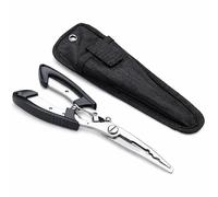 Fishing Pliers Multi Tool Stainless Steel Saltwater Fishing Pliers with Braid Cutter Hook Remover Split Ring Tool Corrosion Resistant Lightweight Ergonomic Grip with Protective Sheath