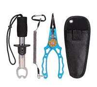 Fishing Pliers Set, Fishing Hook Remover Aluminum Fishing Plier, Fish Plier-Fish Gripper Multi Tool, Fish Clip Clamp Scissors Plier, Fish Control Device Knife Pliers with Safety Bag (Blue)