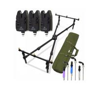 FISHING POD BITE ALARMS NGT WITH BOBBINS INDICATORS & FISHING CASE BAG NGT PODS