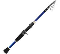 Fishing Pole 1.8M -2.4M Casting Carbon Fiber Telescopic Fishing Rods Ultralight Portable Rod Lure Tackle(Blue casting rod,2.1 Meter)