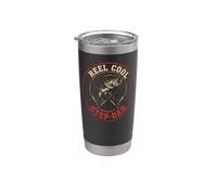 Fishing Reel Cool Step Dad Funny Bass Angler Gift Stainless Steel Insulated Tumbler