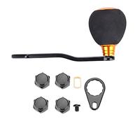 Fishing Reel Handle EVA Knob Replacement Durable Metal Single Handle with 5x8mm Mounting Hole Compatible for Low Profile Reel Gold Red Gun Color 94mm Fishing Accessories (Black+Gold)