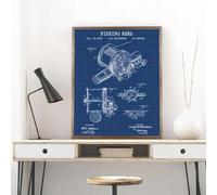 Fishing Reel Patent Poster Prints Fisherman Fishing Blueprint Canvas Painting Lake House Wall Art Picture Man Cave Decor A3 21X30Cm Unframed