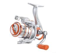 Fishing Reel with Screw In Threaded Handle for ZERO Gap 2 Plus 1 Featuring No Gap Bearings, Large Braking 14kg, High Speed 5 2 1 Gear Ratio and Metal Alloy Construction (Orange-1500S)