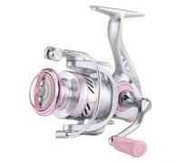 Fishing Reel with Screw In Threaded Handle for ZERO Gap 2 Plus 1 Featuring No Gap Bearings, Large Braking 14kg, High Speed 5 2 1 Gear Ratio and Metal Alloy Construction (Pink-2500S)