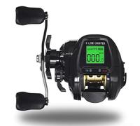 Fishing Reels, Baitcaster Reel 7.2:1 Bite Alarm Digital Fishing Baitcasting Reel Line Counter Depth Position, Fishing Reels Max Drag 22LB(Black Left hand)