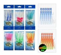 Fishing Rigs Saltwater Fishing Bait Rigs Kit, 6pcs Luminous Surf Fishing Rigs with Glow Soft Squid Skirt Hook Swivel Snap Fishing Rigs Octopus Lure Rig for Freshwater Saltwater