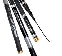 Fishing Rod 1/9 Power Super Hard Fishing Rod 3.6m-6.3m Carbon Telescopic Carp Rod Stream Hand Pole Fishing Accessories Spinning Rod(Black Color,3.9m)