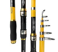 Fishing Rod 2.1M -3.6M Carp Fishing Rod Feeder Hard Carbon Fiber Telescopic Fishing Rod Fishing Pole Spinning Rod(Yellow,2.4 m)