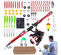 Fishing Rod 3 to 5 Years - Fishing Equipment for Youth, Lightweight Telescopic Set 55 Pieces for Practice in Freshwater Trout Bream Catfish