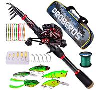 Fishing Rod and Reel Combo, 6.9ft Telescopic Spincast Rod with Left Handed Baitcasting Reel Combos, Sea Saltwater Freshwater Ice Bass Fishing Tackle Set Fishing Rods Kit