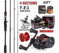 Fishing Rod and Reel Combo Set 1.8~2.1M Carbon Fiber Casting Rod and 7.2:1 Gear