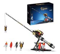 Fishing Rod and Reel Combo Set Building Kit With Fish Bait, 425 Piece Technology Fishing Pole Model Building Block Set Construction Toys Collectible Home Décor Gift Idea