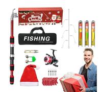 Fishing Rod and Reel Combo | Telescopic Saltwater Fishing Rod and Lures Kit - Christmas Reel Rod and Lures Kit for Lake Stream River Pond Basin Men Adults Father Husband