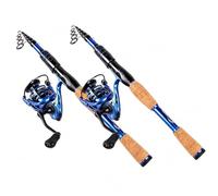 Fishing Rod and Reel Combo, Telescopic Spinning Rod with Spinning Reel, 24T Carbon Blanks & Solid Carbon Tip, Cork Handle Collapsible Rods, Easy to Travel-6FT