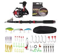 Fishing Rod and Reel Combo with Red Black Carbon Fishing Rod Fishing Pole Kit for Outdoor Friends