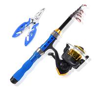 Fishing Rod and Reel Combos: Fishing Rod Reel Set, Portable Fishing Spinning Rod and Reel Combo set,1.7m Telescopic Fishing Rod and Reel Combo Set for Travel Surf Saltwater Freshwater