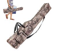 Fishing Rod Bag,2-Layer Fishing Rod Holder Bag with 4 Pockets,High-Density Angling Pole Pouch - for Lake Saltwater Freshwater Boat Kayak Beach Camping Hiking Travel