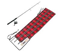 Fishing Rod Bag - 4 Compartment Protective Case, 33 Inch Fishing Rod Cover | Durable Storage Stocking, Travel Boat Land Transport, Rod Organizer, Red Grid, Se référer au descriptif, Refer to