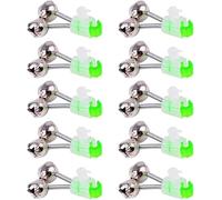 fishing rod bells,10 Pcs Green Silver Fishing Rod Extra Loud Alarm Dual Alert Bell, 1.89 Inch Green Galvanized Fish Bite Alarm Portable Reusable Bite Indicator for Night Fishing Bite Indicators