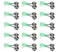fishing rod bells，15 Pcs Green 1.89 Inch Fishing Bells, Double Bell Galvanized Fish Bite Alarm Portable Reusable Bite Indicator for Night Fishing Bite Indicators