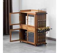Fishing Rod Cabinet with Drawer, Vertical Fishing Pole Holder for 6/12 Combos, Floor Storage Organizer for Tackle Box and Fishing Gear