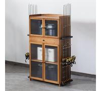 Fishing Rod Cabinet with Drawer, Vertical Fishing Pole Holder for 6/12 Combos, Floor Storage Organizer for Tackle Box and Fishing Gear