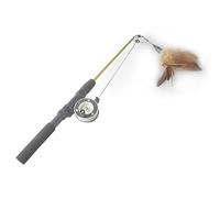 Fishing Rod, Cat Toy, Pulley, Telescopic Fishing Rod, Cat Toy, Manual Reel Design, Lifelike Fish Design, for Kick and Bite (Red+Cat Toy (C, One Size)