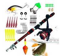 Fishing Rod Combo, Fishing Rod Reel Combo Full Kit 1.8m Telescopic Fishing Rod And Reel Complete Set With Lure Kits Fully Accessories For Saltwater Freshwater Fishing Rod Kit