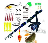 Fishing Rod Combo, Fishing Rod Reel Combo Full Kit 1.8m Telescopic Fishing Rod And Reel Complete Set With Lure Kits Fully Accessories For Saltwater Freshwater Fishing Rod Kit