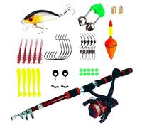 Fishing Rod Combo Set - Portable Telescopic Fishing Pole with Reel | Saltwater Freshwater Travel Rod Kit, Angling Gear Equipment for Lake Enthusiasts Beginners Pros