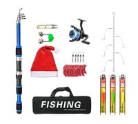 Fishing Rod Combo Set, Telescopic Fishing Rod Set | Christmas Rod Complete Starter Pack | Lightweight Foldable Rods, Christmas Saltwater Freshwater Set for Beginners