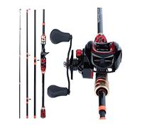 Fishing Rod Fishing Rod Reel Combos Portable 4 Section Carbon Fiber Rod and 17+1BB Baitcasting Reel Travel Combo 1.8m 2.1m Casting Fishing Combo Fishing Combos (Size : 2.1m and Left Hand) ()