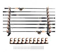 Fishing Rod Holders and Stand, Wall Ceiling Mount Organiser for 10 Rods and Combos with Silicone Protection,Space Saving Garage Organisation and Boat Fishing Gear Storage Solution for Home, Shed