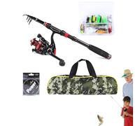 Fishing Rod Kit,Fishing Rod Kit - Telescopic Fishing Rod and Reel Combo Kit | Portable Saltwater Fishing Kit for Travel Saltwater Fishing Tackle with Bag D