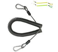 Fishing Rod Lanyard for Trolling: 10ft-150LB Saltwater Rod Reel Safety Tether - Retractable Fishing Tool Coil Lanyard for Deep Sea pole Kayak Paddles Leash - Black
