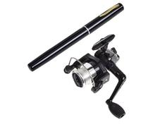 Fishing Rod, Pen Fishing Rod Kit Ultimate Telescopic Rod & Reel Combo for On-The-Go Anglers, Perfect for Saltwater to Freshwater Adventures Fishing Gear(Black)