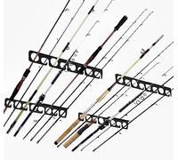 Fishing Rod Pole Holder Storage Organizer Display Fishing Hooks Hanger Wall or Ceiling Mount Metal Holds up to 16 Rods Vertical/Horizontal for Garage, Cabin and Basement