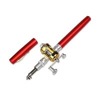 Fishing Rod Portable Pocket Telescopic Mini Fishing Pole Pen Shape Folded Rod With Reel Wheel(Red)