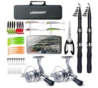 Fishing Rod Reel Combo - 2PCS 6.89ft Collapsible Rods 2PCS Spinning Reels Lures Set Fishing Pliers Carrier Bag for Travel Saltwater Freshwater Fishing Telescopic Fishing Pole Kit