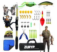Fishing Rod | Reel Combo Set | Telescopic Pole Travel Kit | Portable Lightweight Gear For Beginners And Pros | Includes Reel, Line, Lures, Stable Build, Easy Transport For Lake, River, Shore, Camping