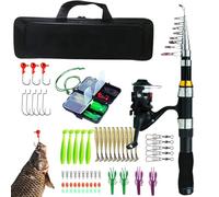 Fishing Rod Set - Portable Fishing Rod and Reel Combo with Case, Rod and Reel Combo for Adults Travel Saltwater Freshwater, Fishing Accessories for Fisherman Enthusiasts