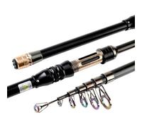 Fishing Rod, Solid-Tip Carbon Fiber Fishing Rod 1.8m Telescopic Casting Pole for Sea & Freshwater Fishing Gear(2.4m)