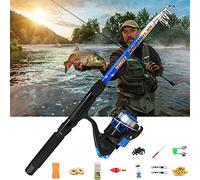 Fishing Rod Starter Fishing Kit,40-180cm Telescopic Fishing Rod & String Hook Combo Set Fishing Accessories for Kids Beginner Fishing,Gift for Boys Girls (Only Fishing rod)