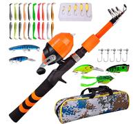 Fishing Rod Starter Set | Children's Fishing | Lightweight Fibreglass 1.8 m Poles with Integrated Reel, Bait, Tackle Box & Bag, Ideal for Teens 10 to 20 Years, Perfect for Adventures at the Lake