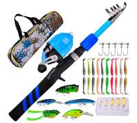 Fishing Rod - Starter Set | Kid Fishing Pole | Lightweight Fiberglass 1.8m Pole With Built-in Reel, Lures, Tackle Box & Bag, Ideal For Teens Age 10-20, Perfect For Lakeside Adventures