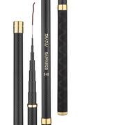Fishing Rod Super Light Hard Fishing Rod 98% High Carbon Fiber Telescopic Black Handle Stream Pole3.6M4.5M7.2M8M9M10M Travel Carp Rod Spinning Rod(8M)